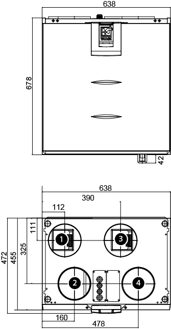 Dimensions and duct outlets