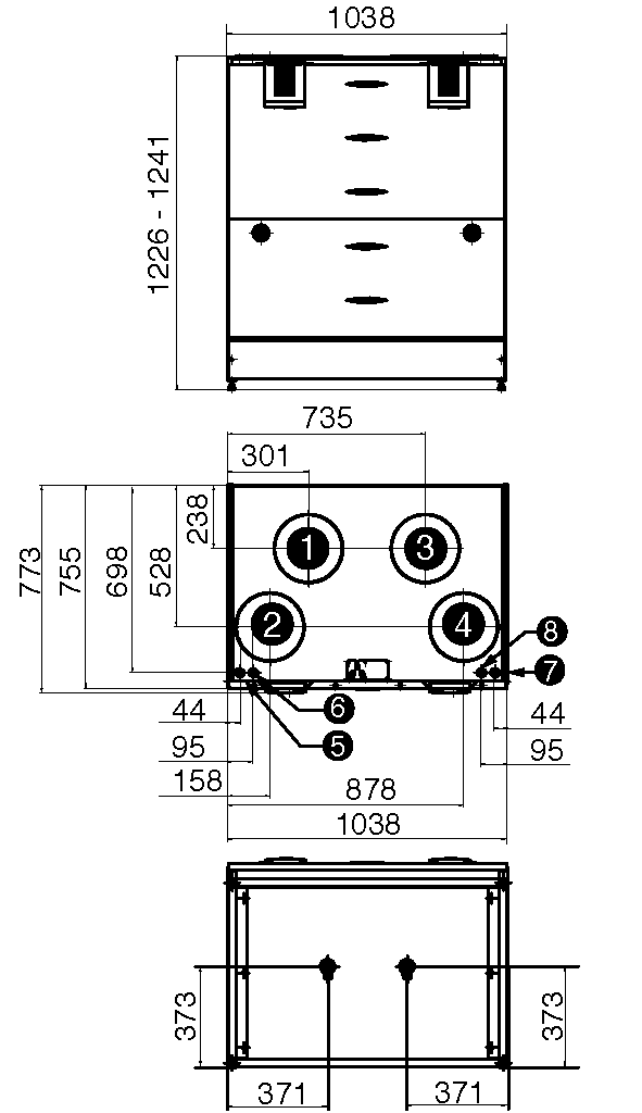 Dimensions and duct outlets