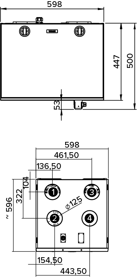 Dimensions and duct outlets