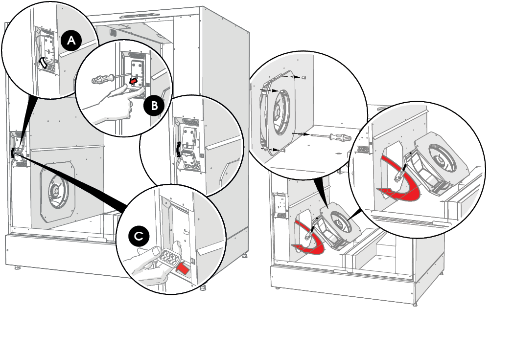 Entfernung und Reinigung des Zuluft- und Abluftventilators (Installateur)